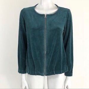 Soma Intimates Green Soft Velour Zip Up Jacket
